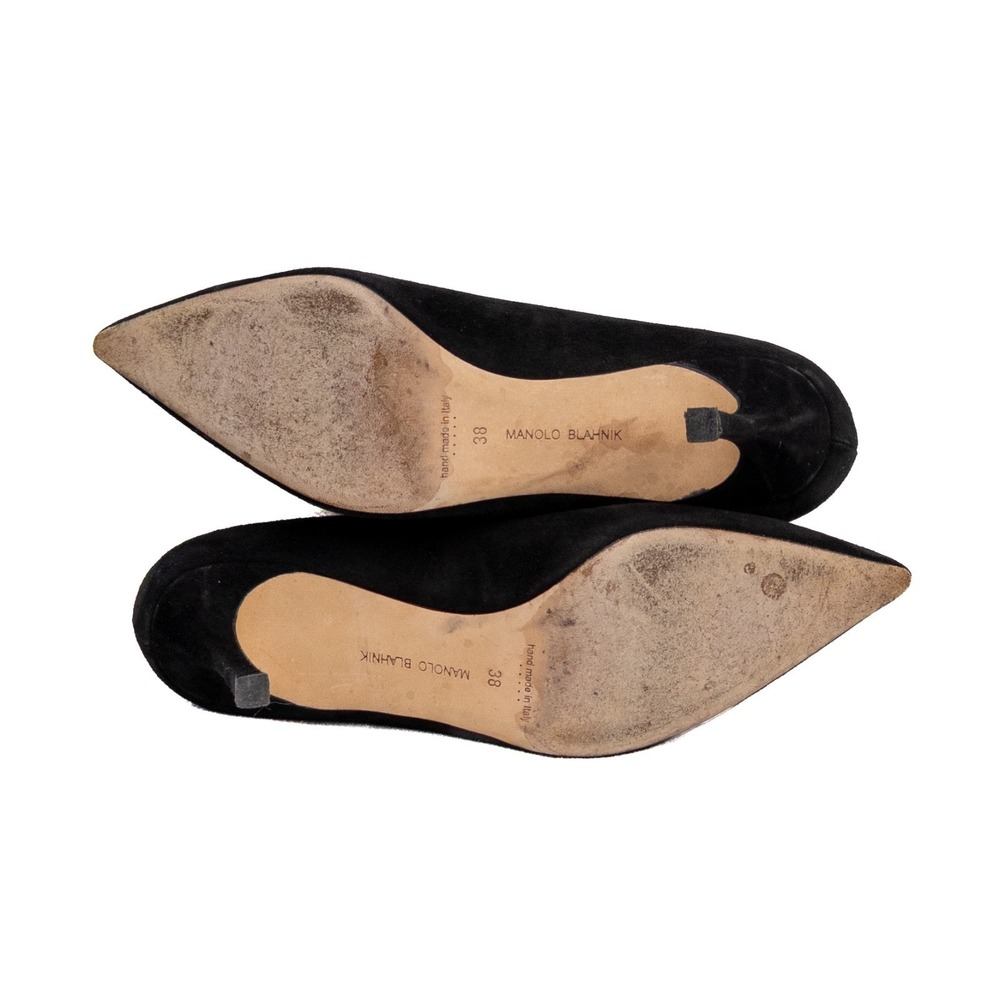 Manolo Blahnik BB Black Suede Pumps EU 38 US 7.5 Pointed Toe Heels - Picture 7 of 11